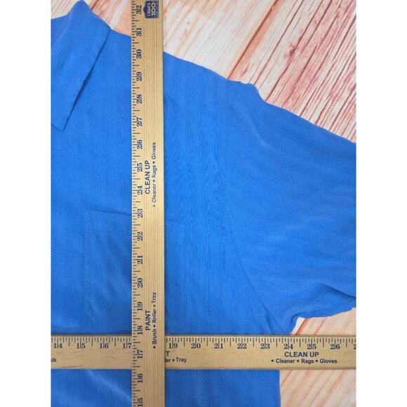 Tommy Bahama Blue 100% Silk XL Mens Hawaiian Shirt Pineapple Embroidery - Picture 7 of 7